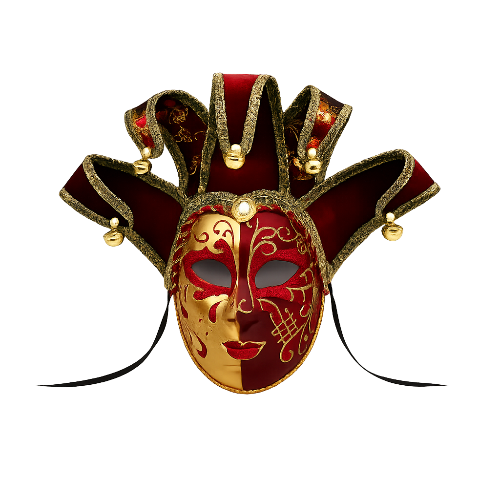 Fulldekkende narrmaske med bjeller