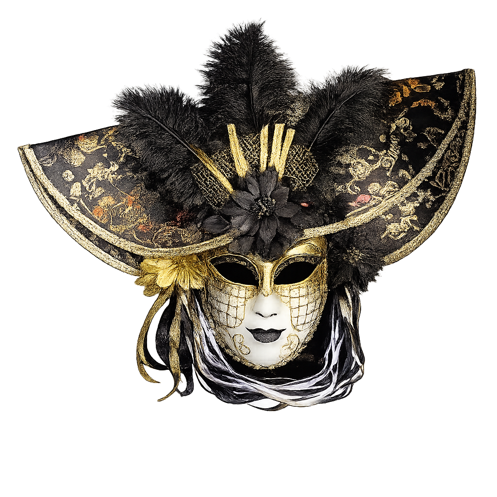 Maske med bred hattform